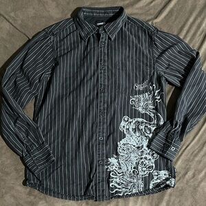 O'Neill Black and White Striped Men's Shirt Size Medium